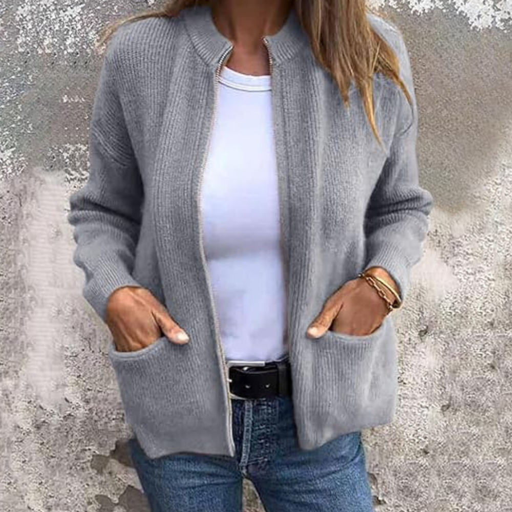 ALTHEA Simple Zip Up Cardigan for Women Zula Fashion